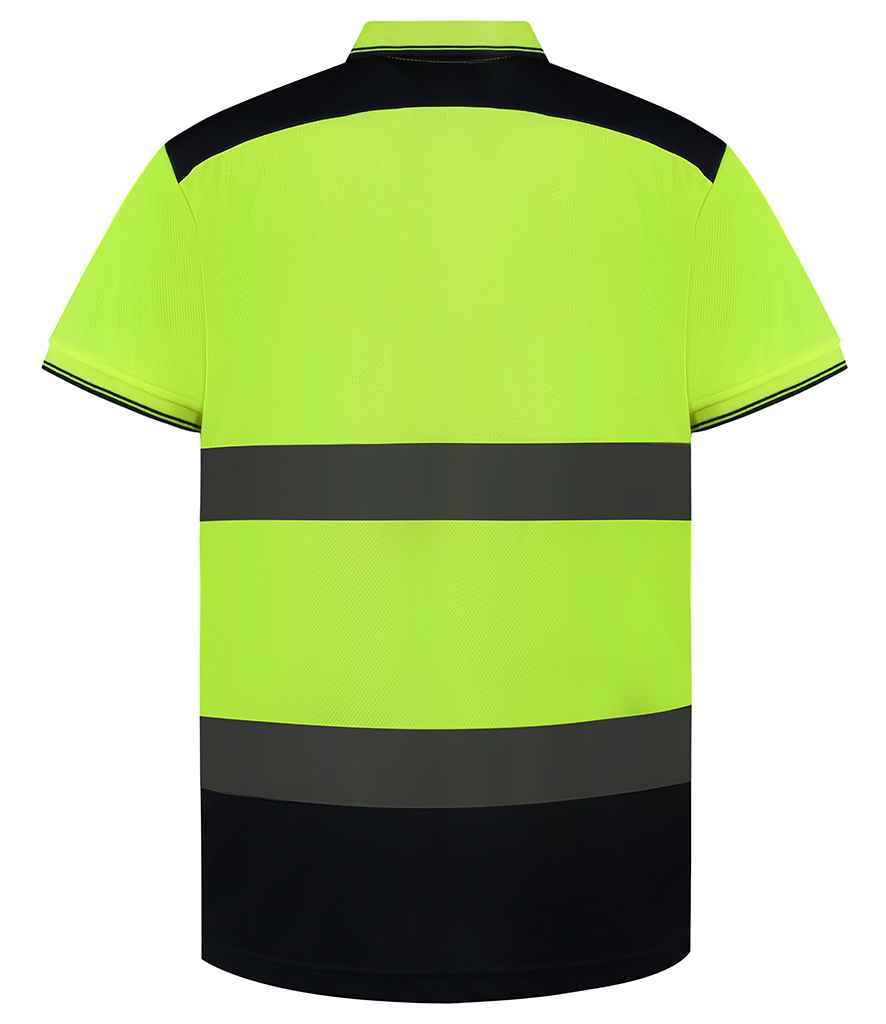 Yoko Two Tone Short Sleeve Polo Shirt - Yellow/Navy