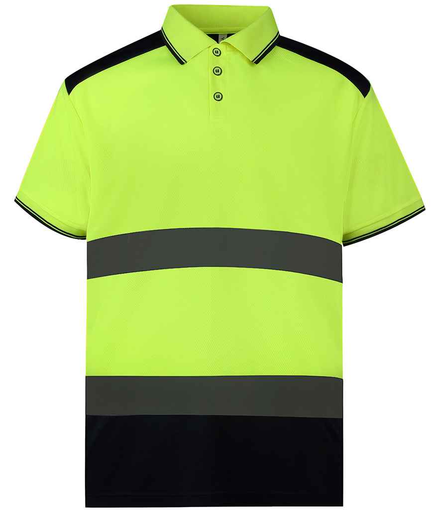 Yoko Two Tone Short Sleeve Polo Shirt - Yellow/Navy