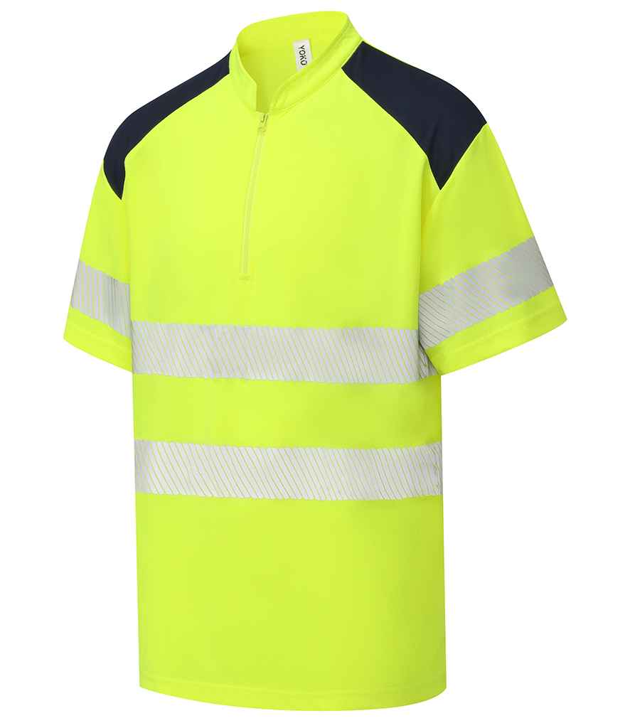 Yoko Mandarin Collar Zip Piqué Polo Shirt - Yellow