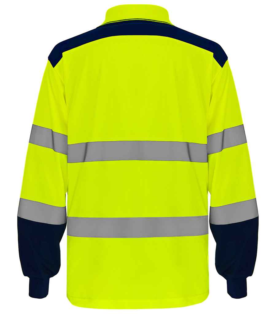 Yoko Two Tone Long Sleeve Polo Shirt - Yellow/Navy