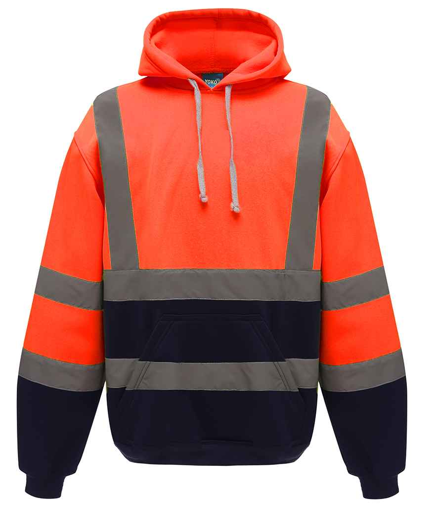 Yoko Hi-Vis Pull Over Hoodie - Orange/Navy