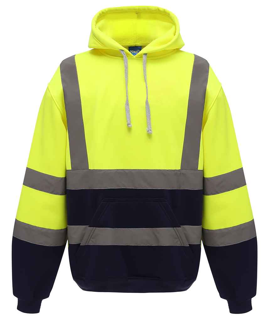 Yoko Hi-Vis Pull Over Hoodie - Yellow/Navy