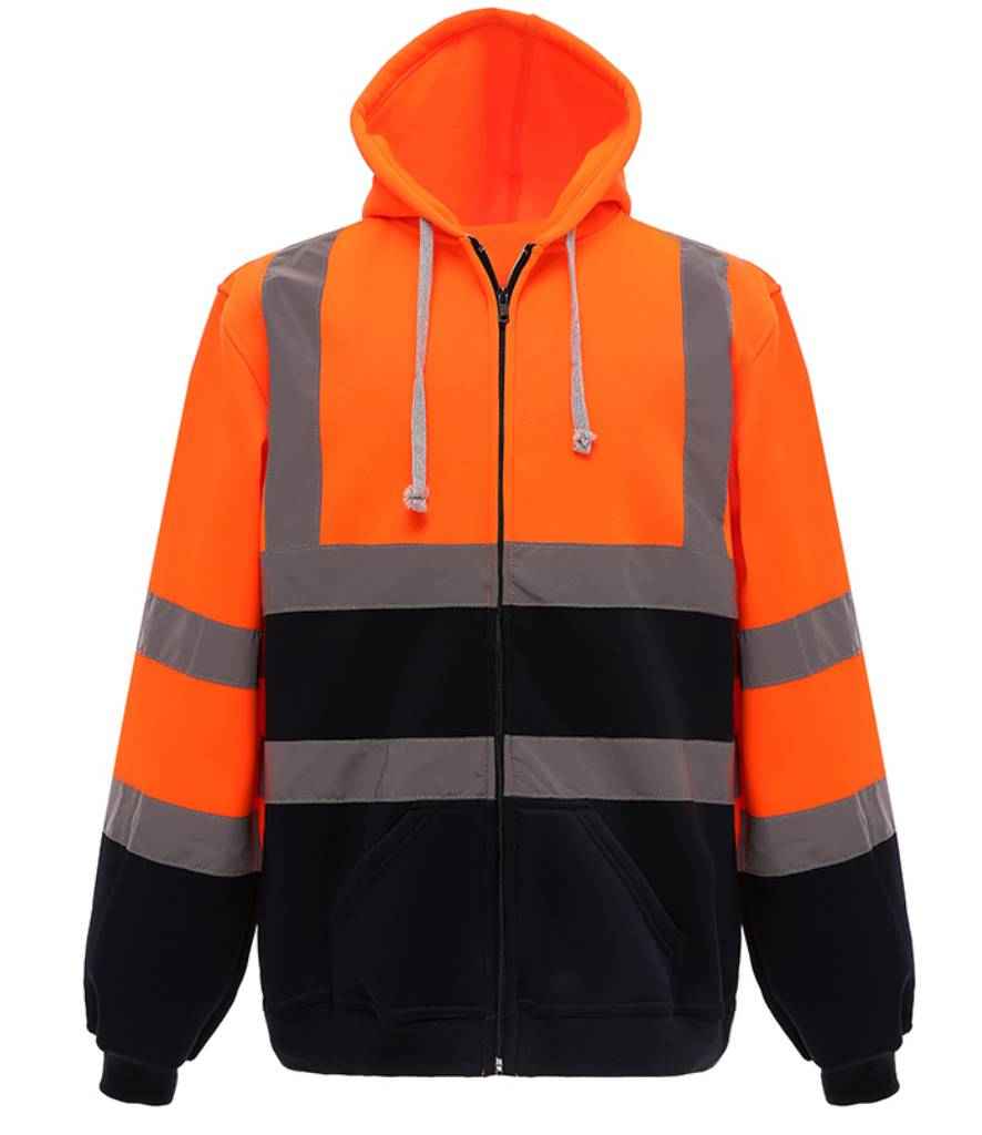 Yoko Hi-Vis Zip Hoodie - Orange/Navy