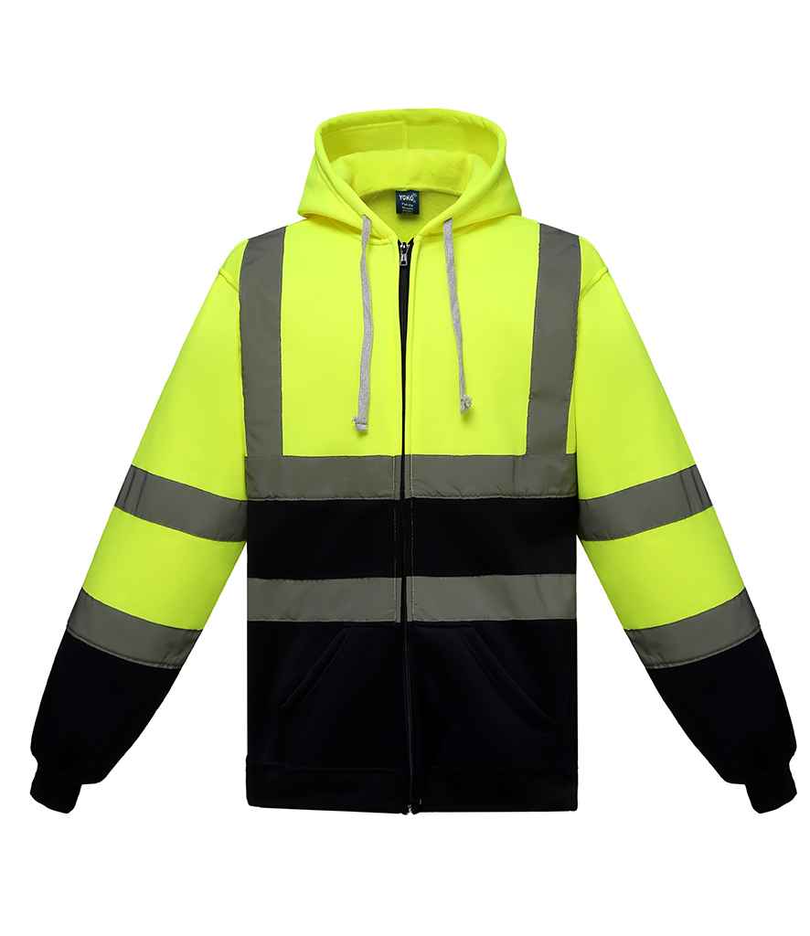 Yoko Hi-Vis Zip Hoodie - Yellow/Navy
