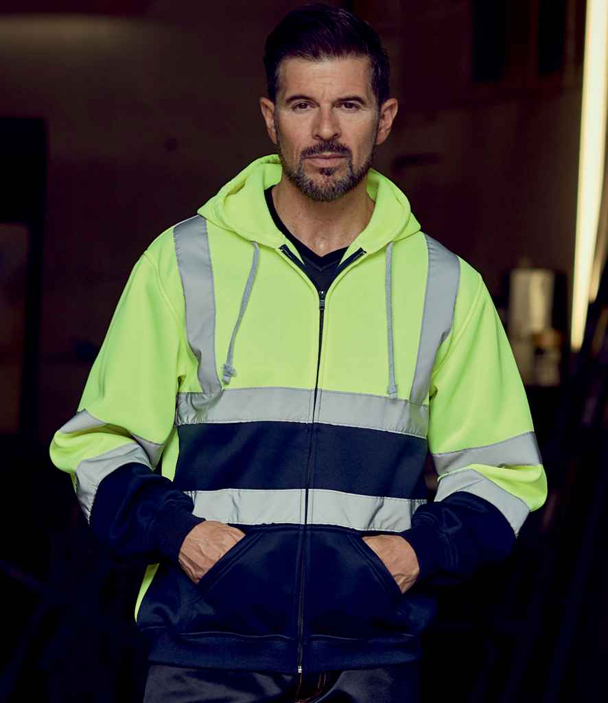Yoko Hi-Vis Zip Hoodie - Yellow/Navy