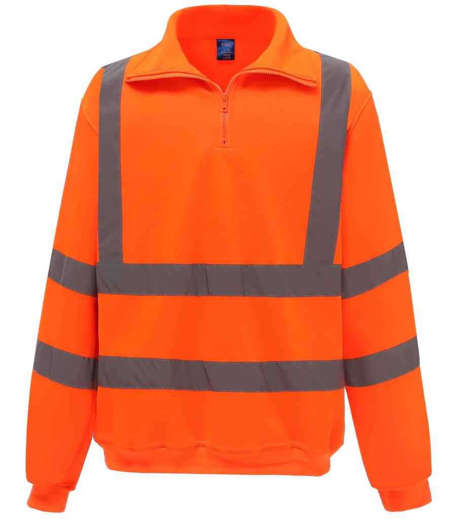 Yoko Hi-Vis Zip Neck Sweatshirt - Orange