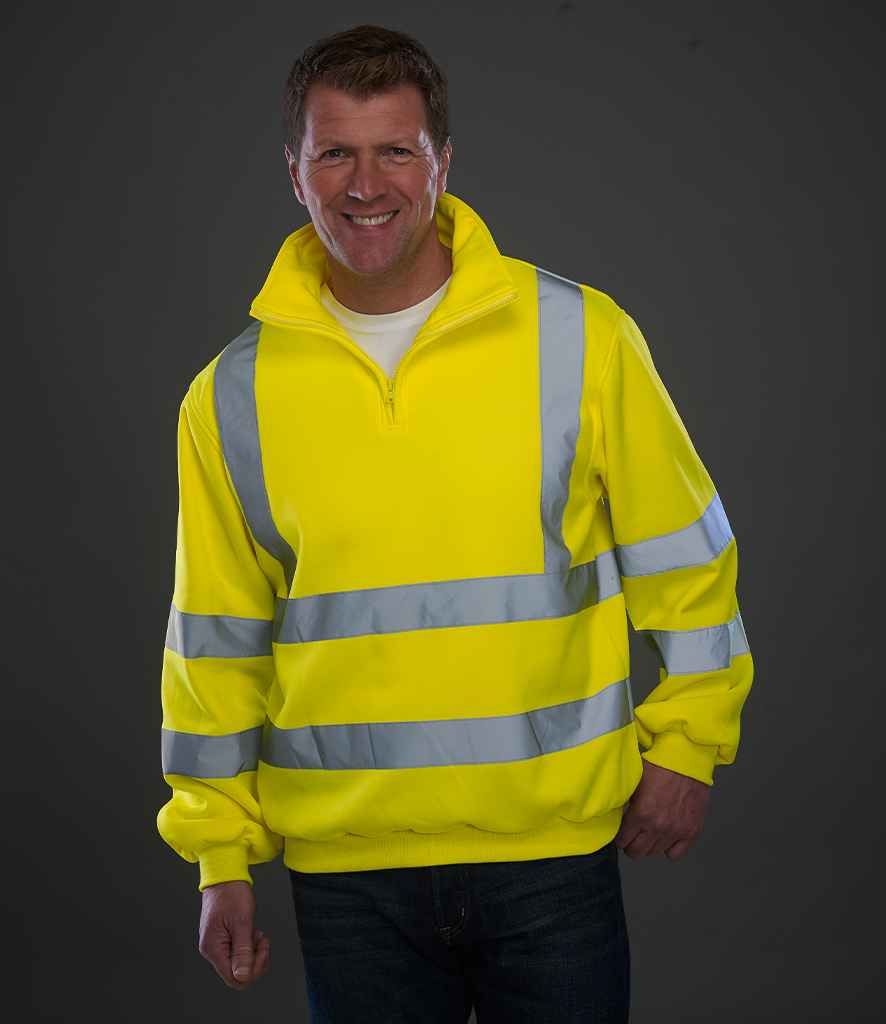 Yoko Hi-Vis Zip Neck Sweatshirt - Yellow