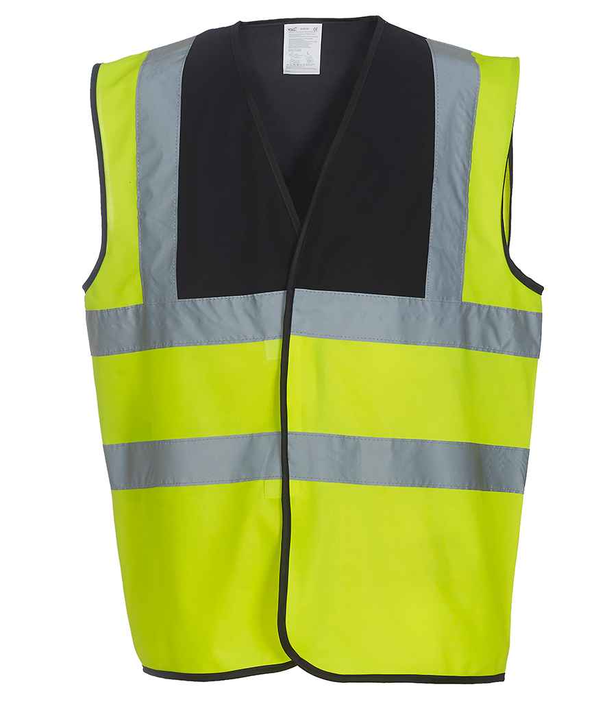 Yoko Hi-Vis Two Band and Braces Waistcoat - Part 1 - Black/Yellow