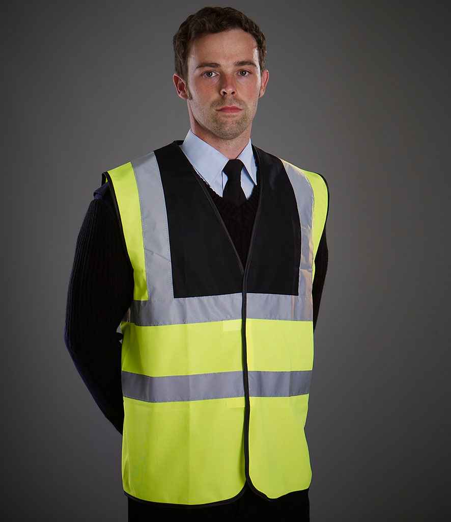 Yoko Hi-Vis Two Band and Braces Waistcoat - Part 1 - Black/Yellow