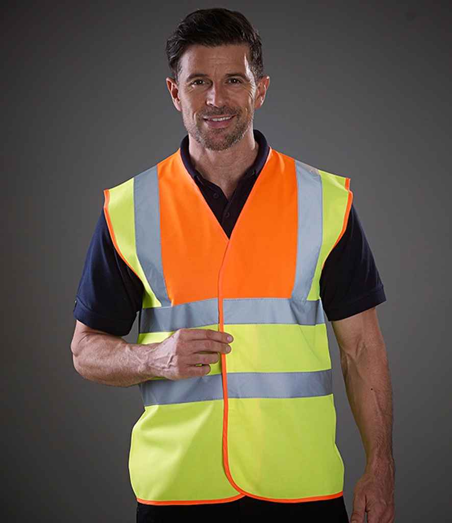 Yoko Hi-Vis Two Band and Braces Waistcoat - Part 2 - Orange/Yellow