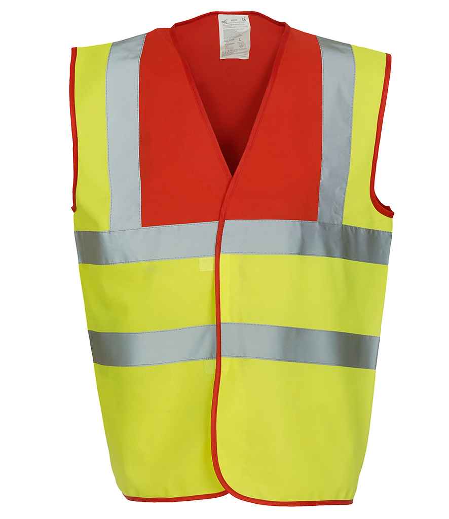 Yoko Hi-Vis Two Band and Braces Waistcoat - Part 2 - Red/Yellow