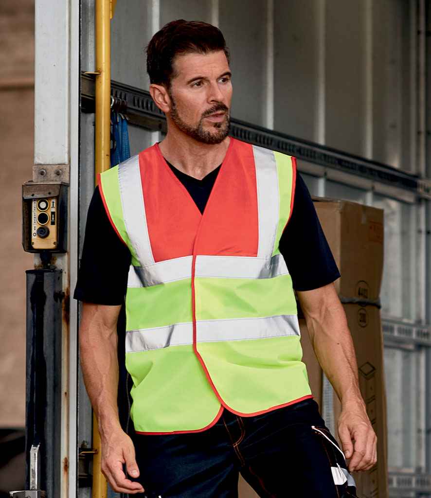 Yoko Hi-Vis Two Band and Braces Waistcoat - Part 2 - Red/Yellow