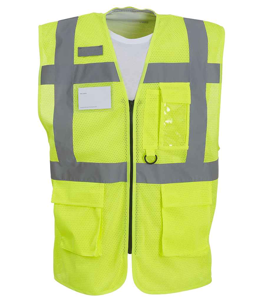 Yoko Hi-Vis Top Cool Open Mesh Executive Waistcoat - Yellow