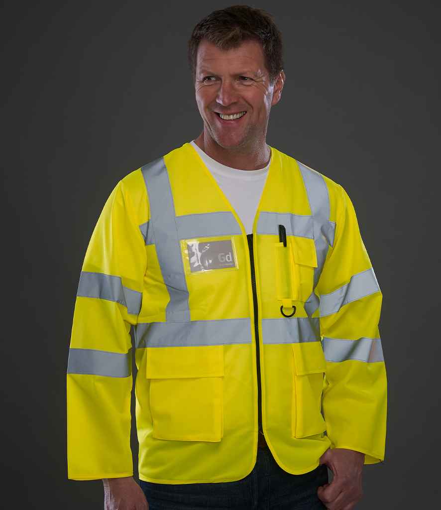 Yoko Hi-Vis Executive Long Sleeve Waistcoat - Yellow