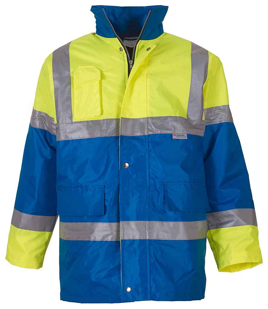 Yoko Hi-Vis Contrast Jacket - Yellow/Royal Blue