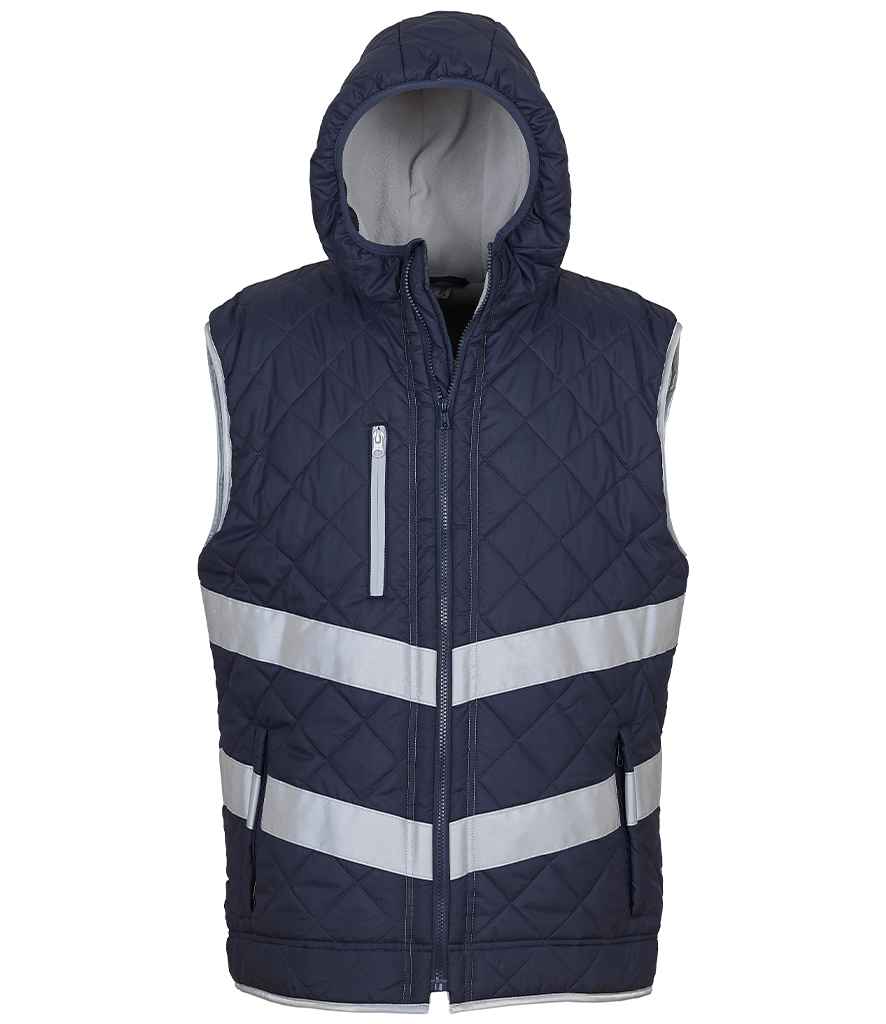 Yoko Hi-Vis Kensington Hooded Gilet - Navy