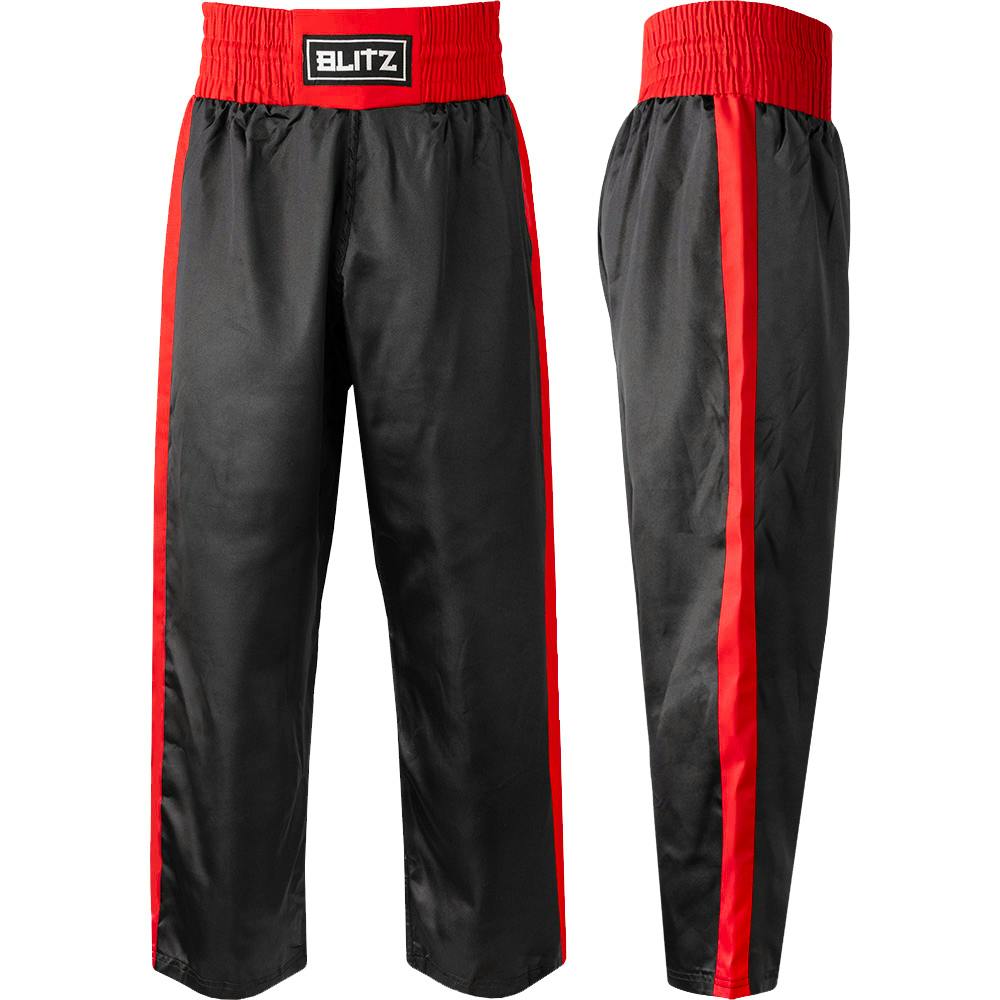Blitz Adult Defiant Polyester Contact Trousers - Black / Red - 6/190cm