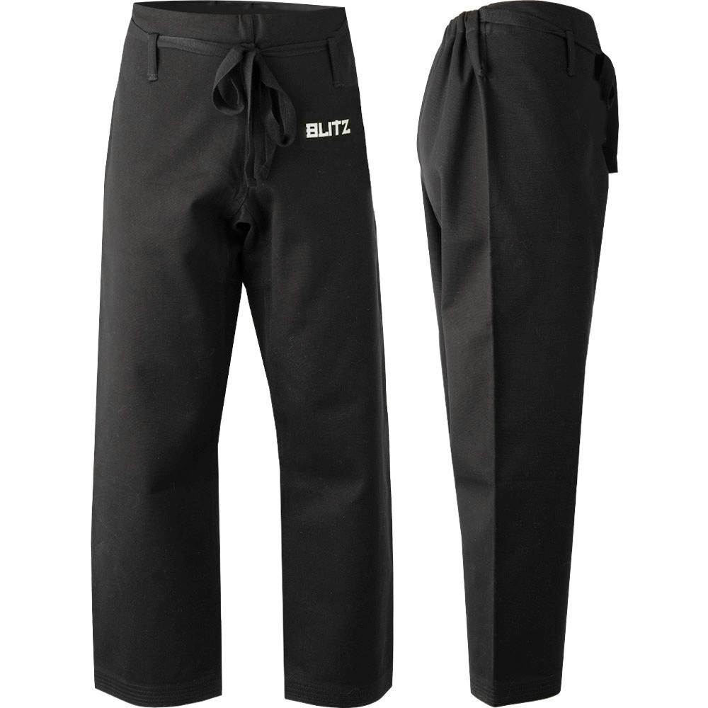 Blitz Adult Heavyweight Martial Arts Trousers - Black - 4/170cm