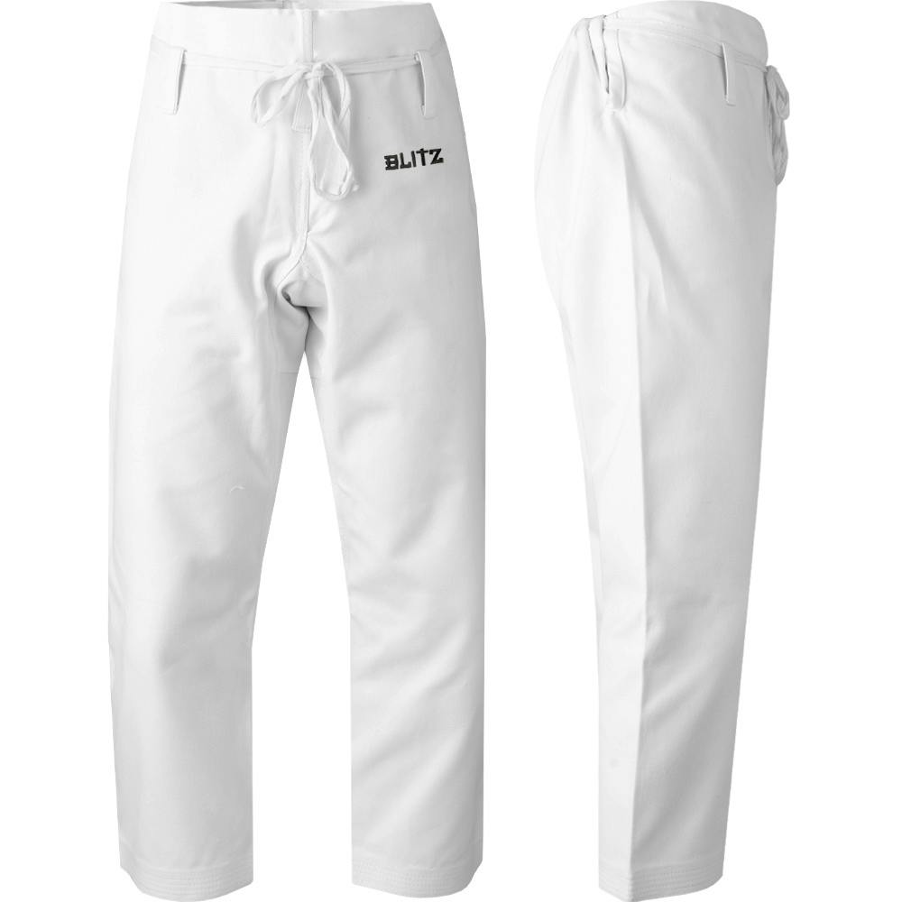 Blitz Adult Heavyweight Martial Arts Trousers - White - 5/180cm