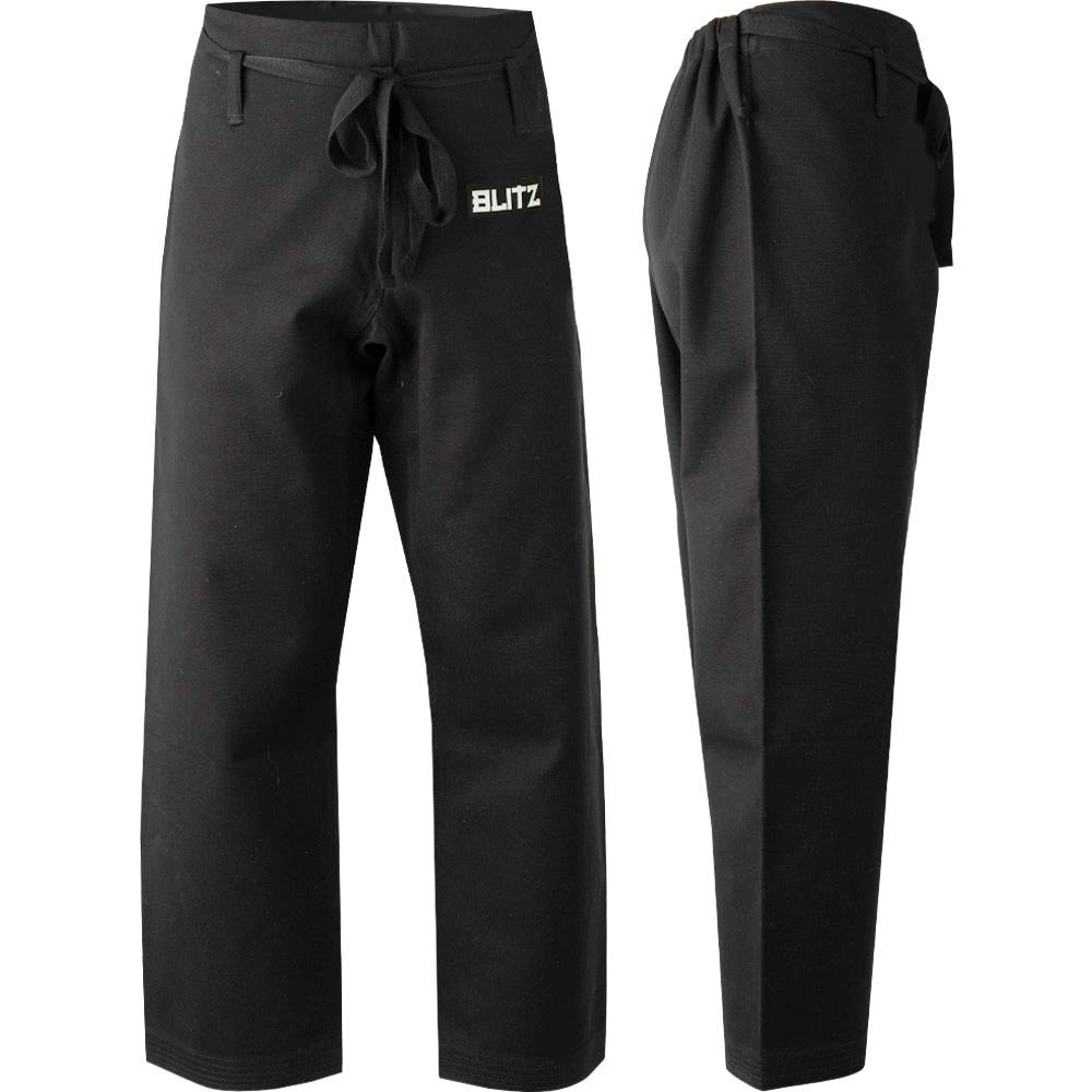 Blitz Adult Middleweight Martial Arts Trousers - 12oz - Black - 6/190cm
