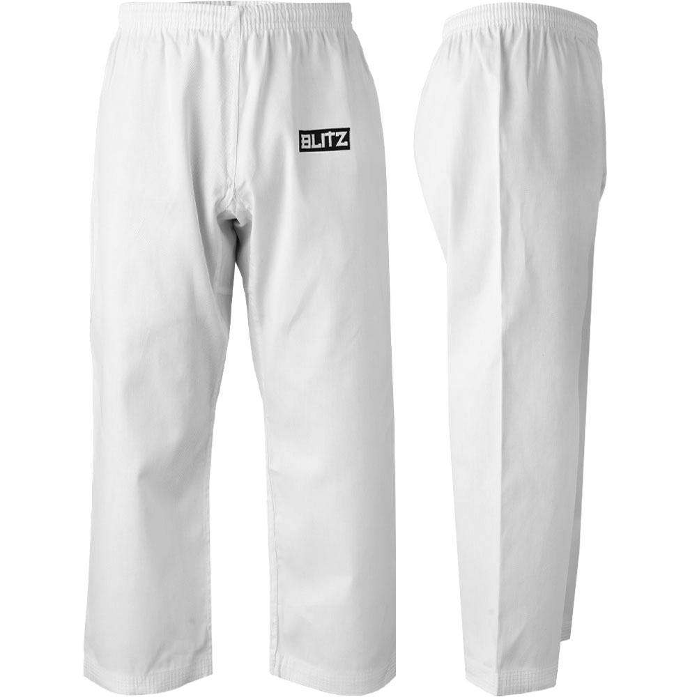 Blitz Adult Student Martial Arts Trousers - 7oz - White - 3/160cm