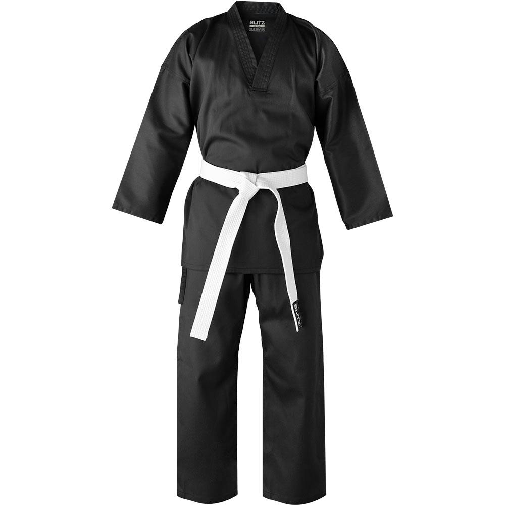 Blitz Adult V-Neck Martial Arts Gi - 7oz - Black - 3/160cm