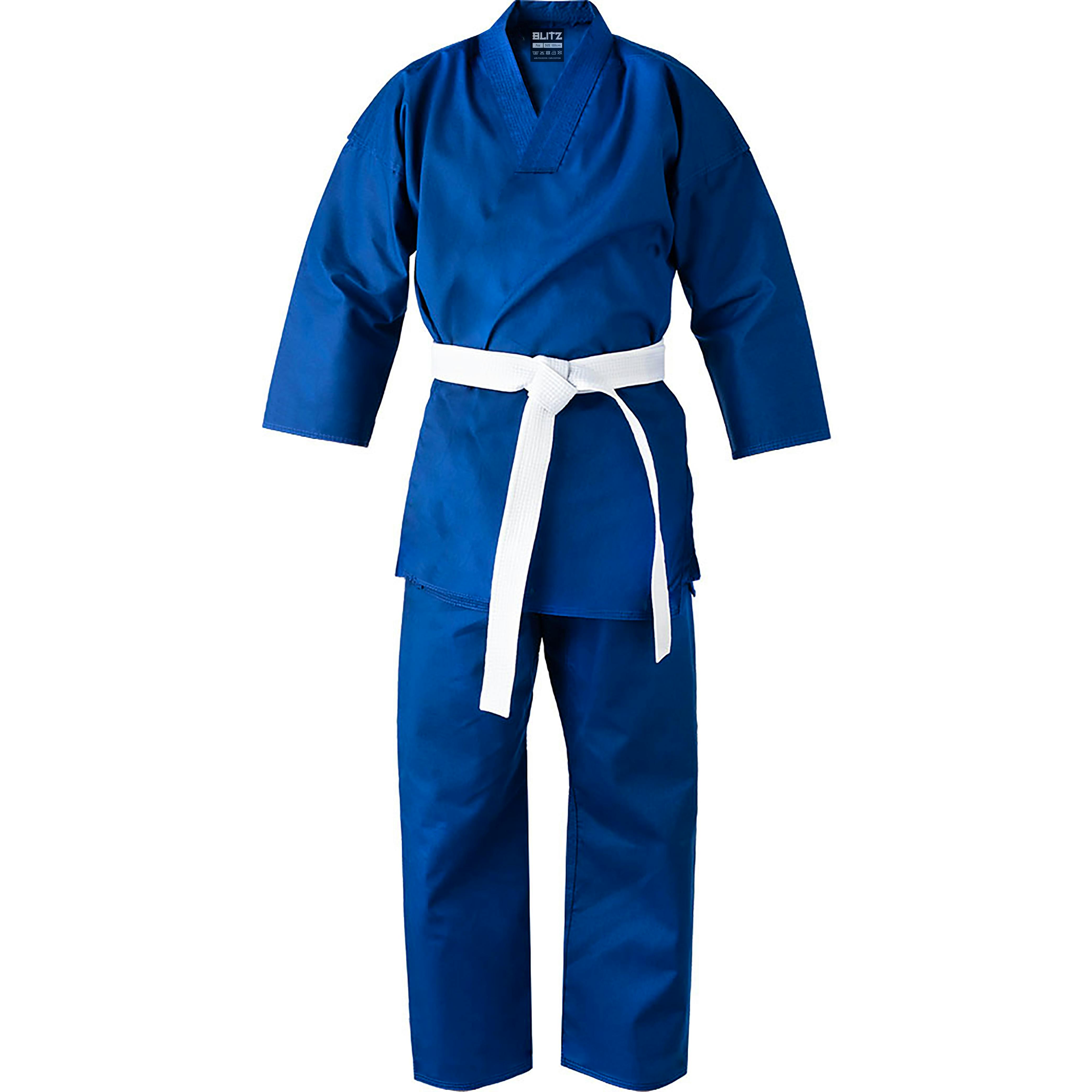 Blitz Adult V-Neck Martial Arts Gi - 7oz - Blue - 5/180cm