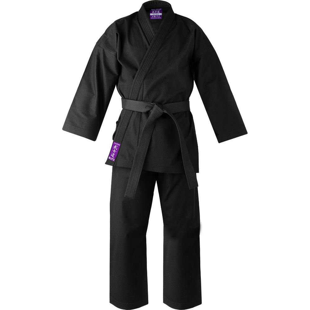 Blitz Adult Zanshin Karate Gi - 12oz - Black - 3.5/165cm