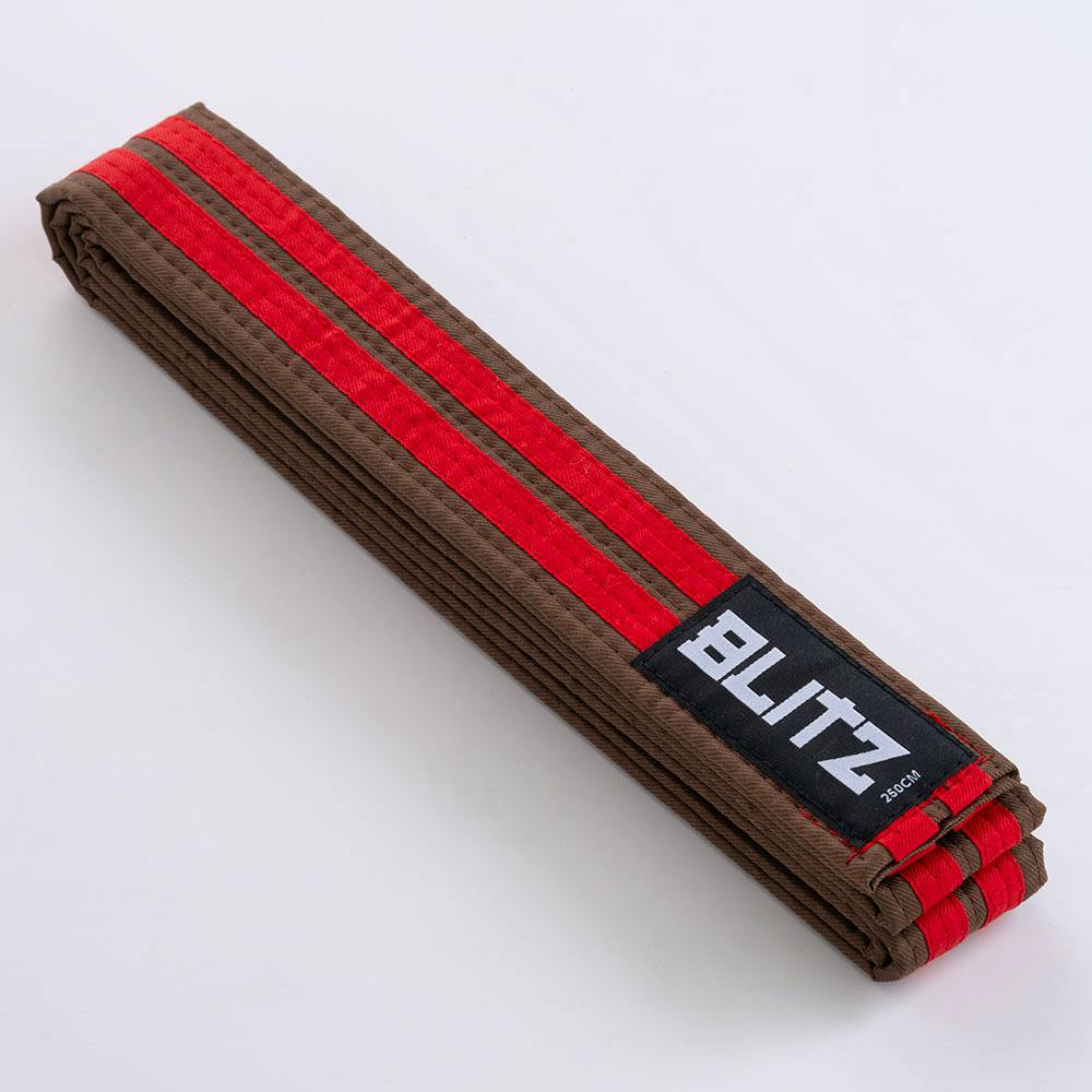Blitz Colour Belt / Double Stripe - Brown / Red - 240cm
