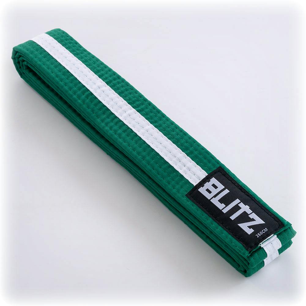 Blitz Colour Belt / White Stripe - Green / White - 200cm