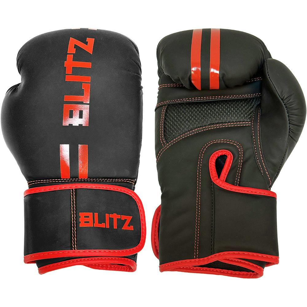 Blitz Titan Boxing Gloves - Black / Red - 10oz