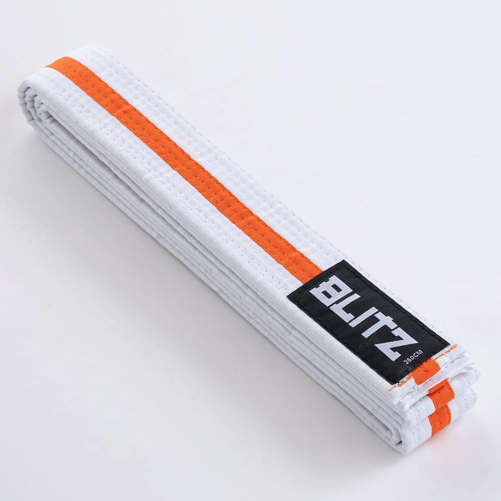 Blitz White Belt / Colour Stripe - White / Orange - 280cm