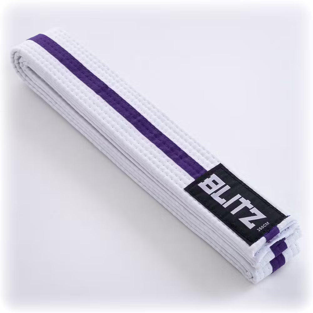 Blitz White Belt / Colour Stripe - White / Purple - 280cm