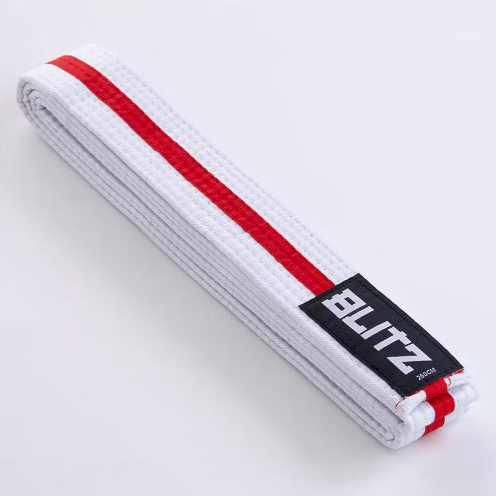 Blitz White Belt / Colour Stripe - White / Red - 240cm