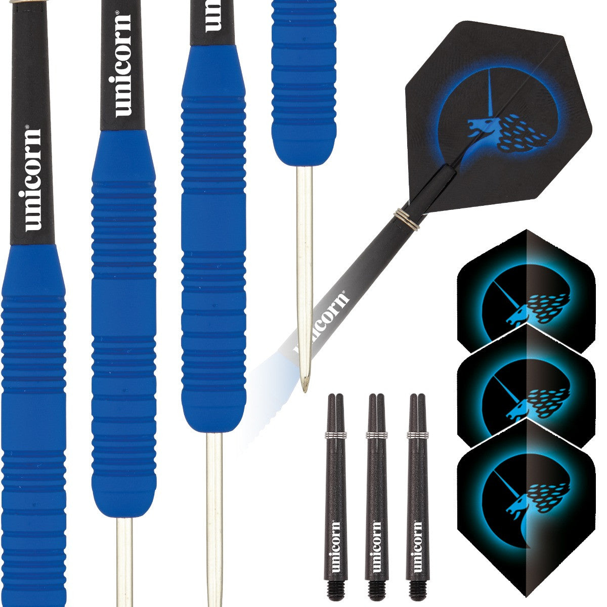 Unicorn Core Plus Blue Rubberised Steel Tip Darts