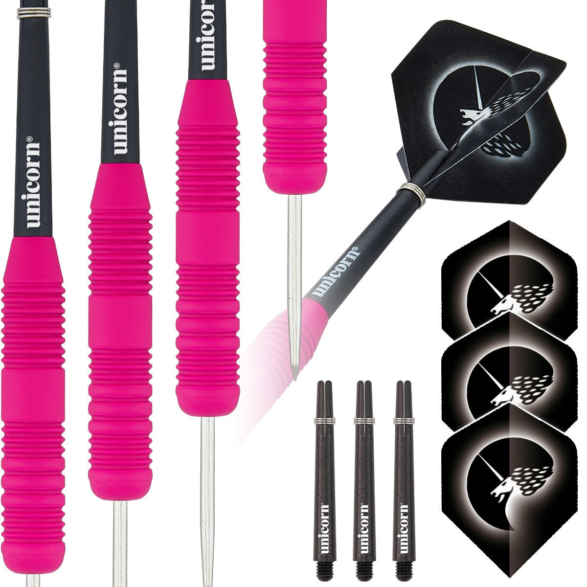 Unicorn Core Plus Pink Rubberised Steel Tip Dart