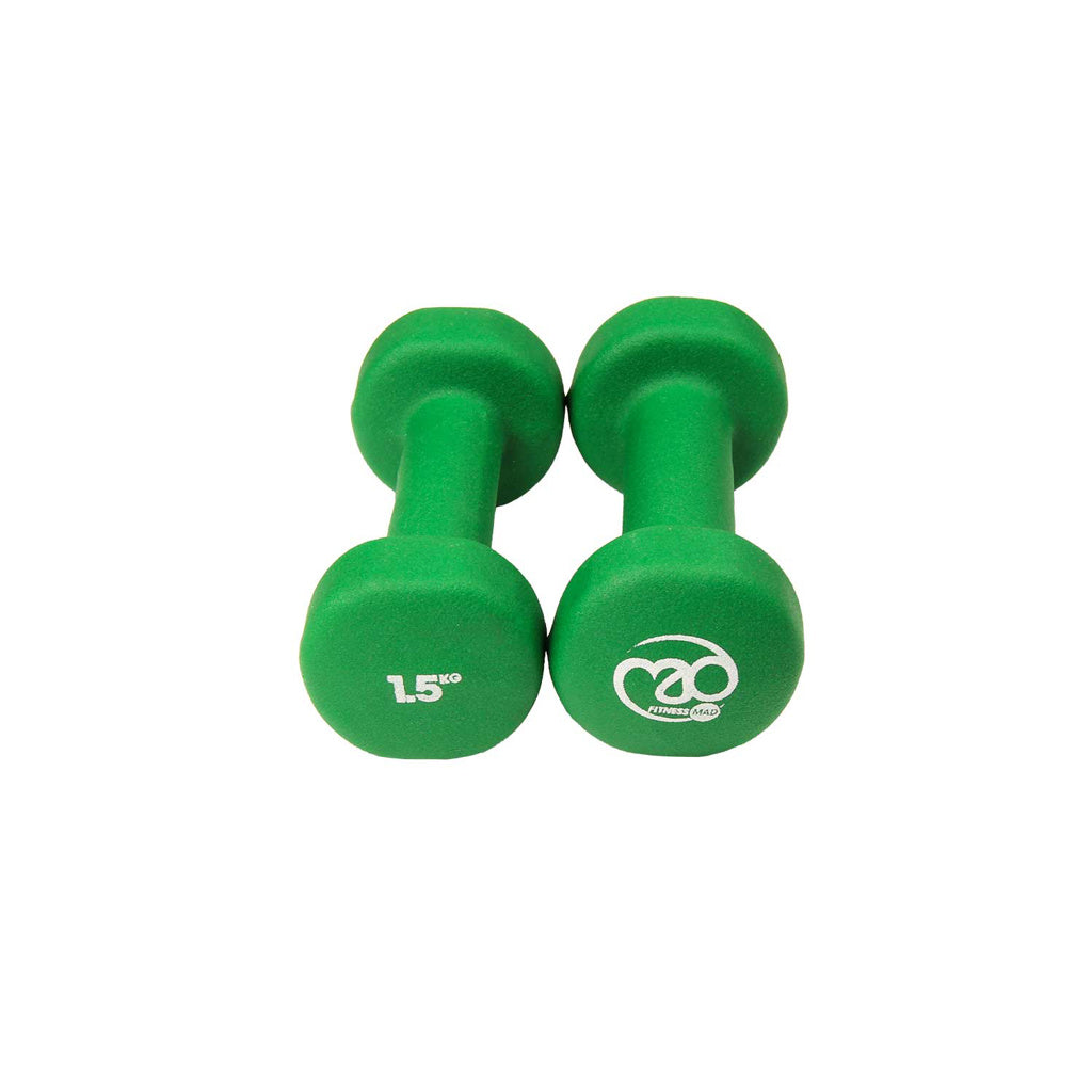 1.5kg Neoprene Dumbbells - Green (Pair)