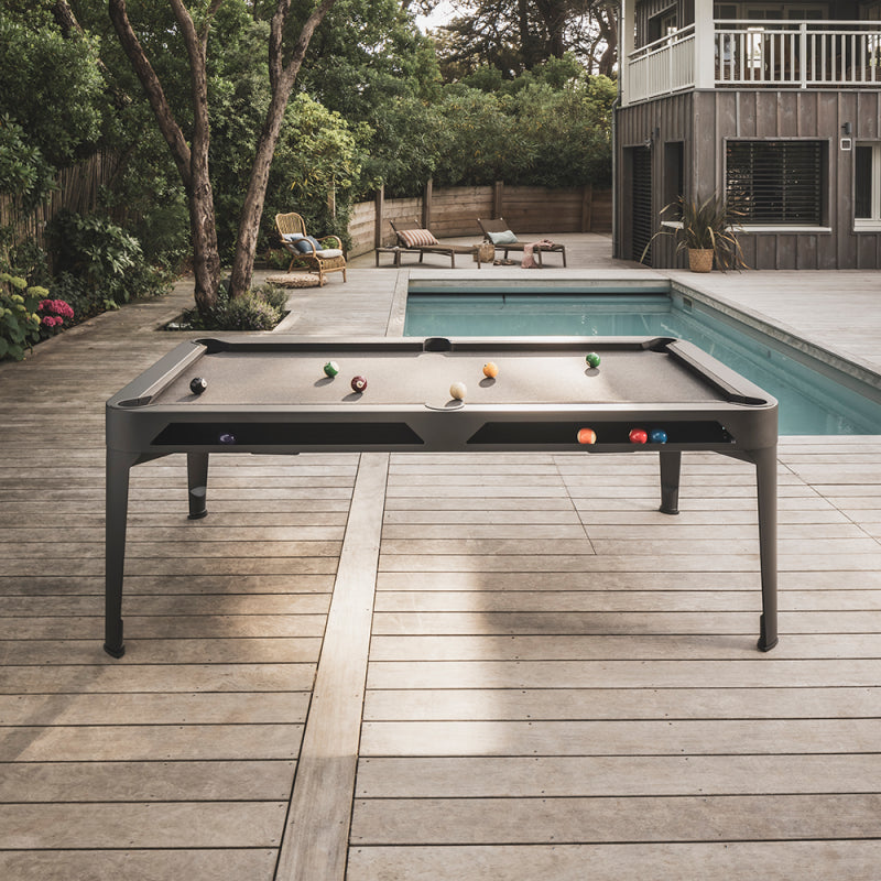 Hyphen Outdoor Pool Table Black Grey Frame / Light Grey Cloth