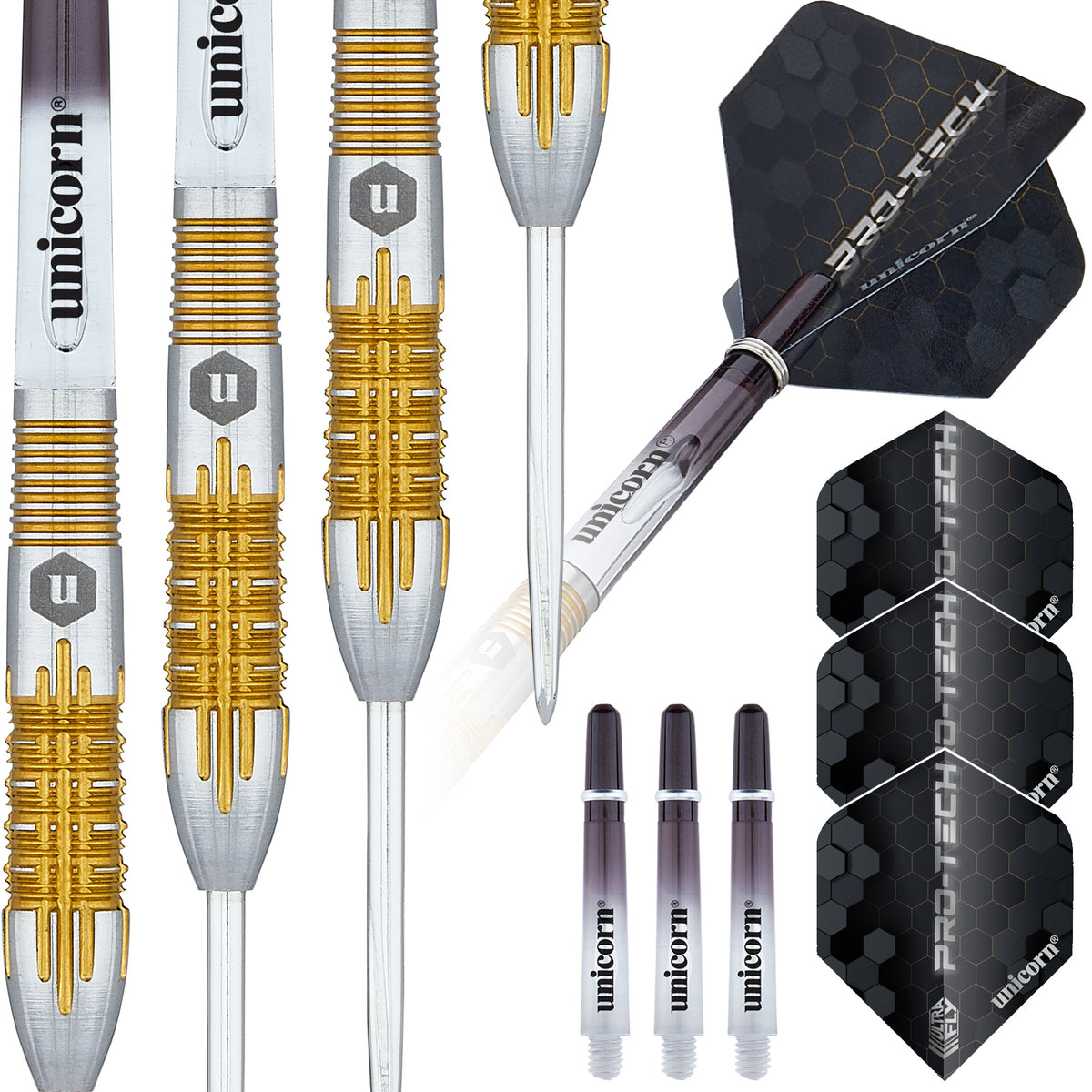 Unicorn Pro-Tech Style 1 Steel Tip Dart Set - 90% Tungsten