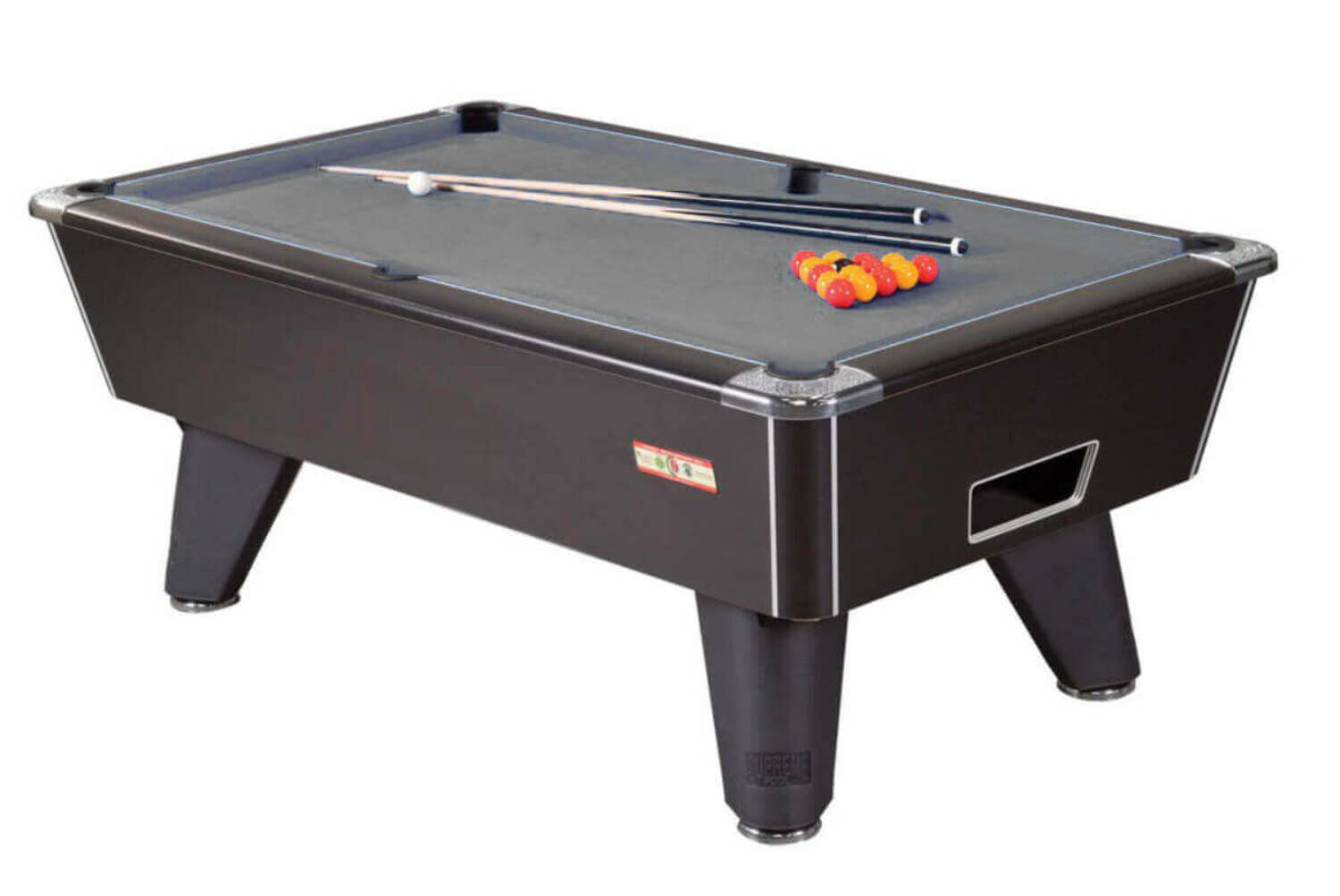 Supreme Winner Mechanical Coin Mechanism Slate Bed Pool Table - Black Pearl