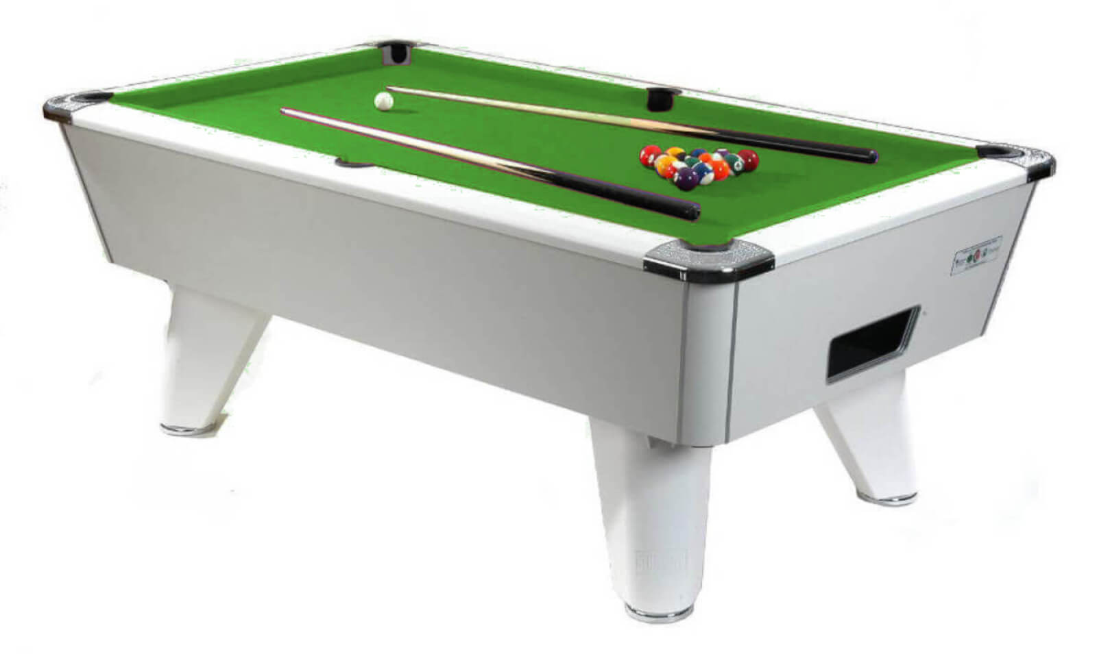 Supreme Winner Mechanical Coin Mechanism Slate Bed Pool Table - White Pearl