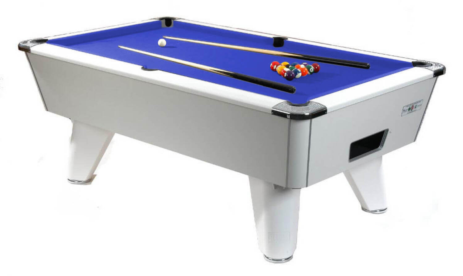 Supreme Winner Mechanical Coin Mechanism Slate Bed Pool Table - White Pearl