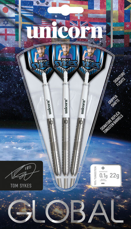 Unicorn Tom Sykes Steel Tip Dart Set 90% Tungsten 22g