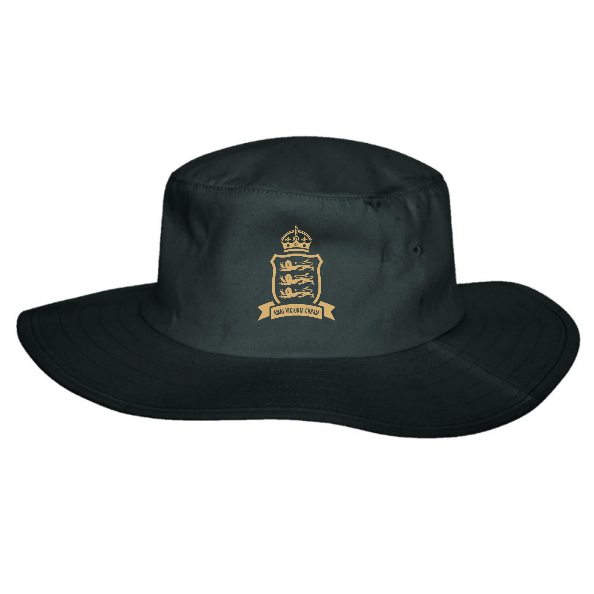 Victoria College Team Playing Cricket Floppy Sun Hat - Black