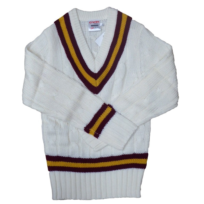 Cricket Sweater Maroon/Gold Junior