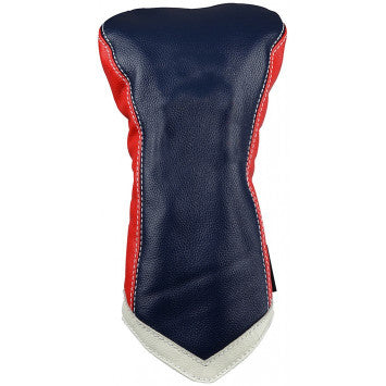 Leather Head Cover Navy-White-Red