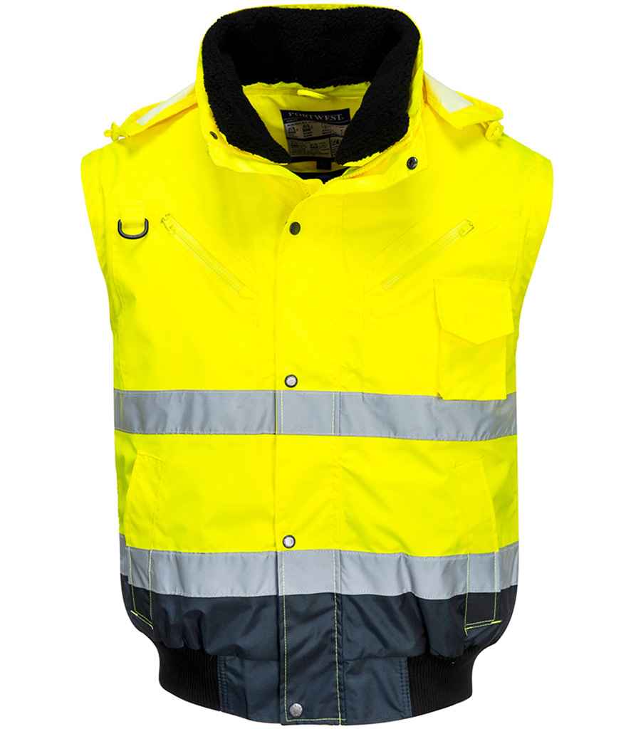 Portwest 3-in-1 Hi-Vis Bomber Jacket - Yellow/Navy