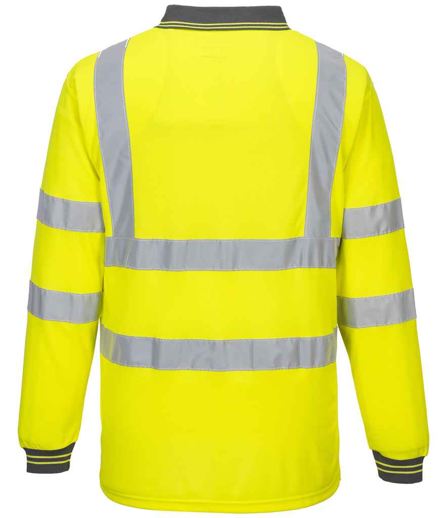 Portwest Hi-Vis Long Sleeve Polo Shirt - Yellow