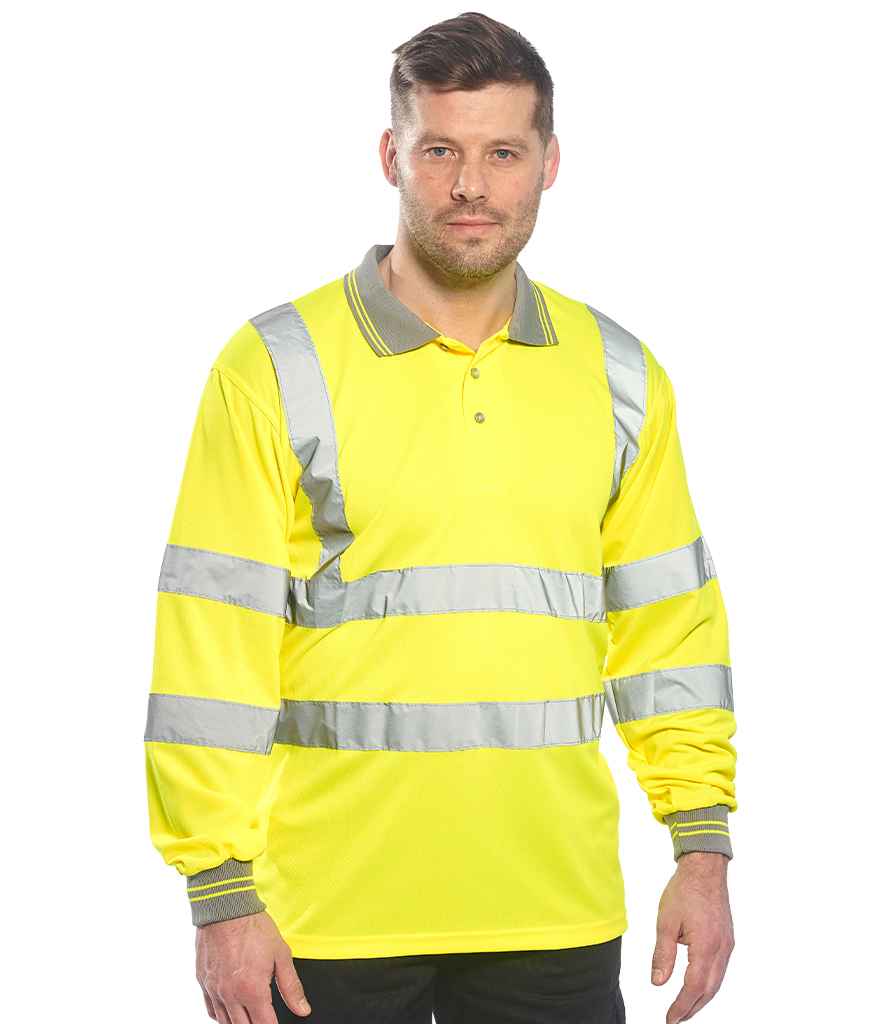 Portwest Hi-Vis Long Sleeve Polo Shirt - Yellow