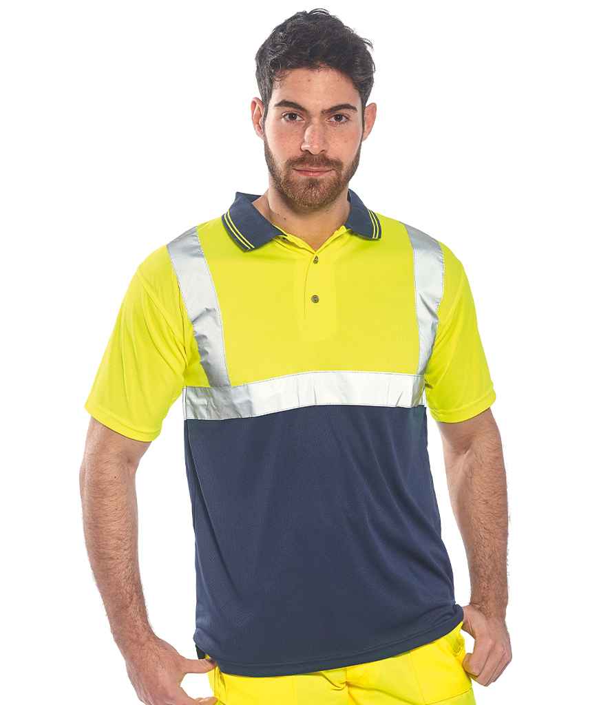 Portwest Hi-Vis Two Tone Polo Shirt - Yellow/Navy